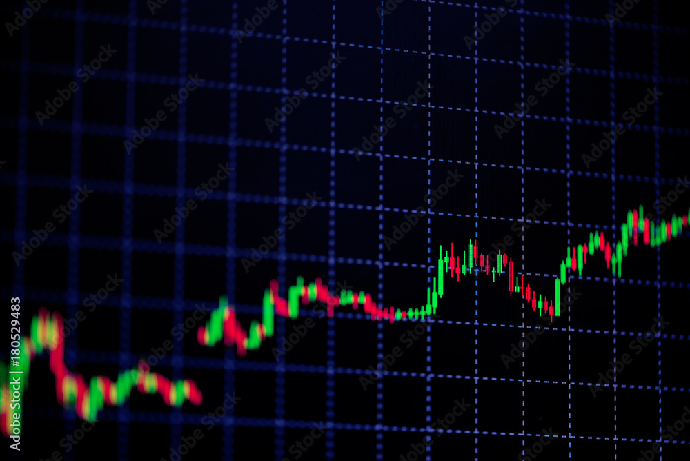 Candle stick graph chart with indicator showing bullish point or bearish point, up trend or down trend of price of stock market or stock exchange trading, investment concept. Candle stick graph chart with indicator showing bullish point or bearish point, up trend or down trend of price of stock market or stock exchange trading, investment concept.