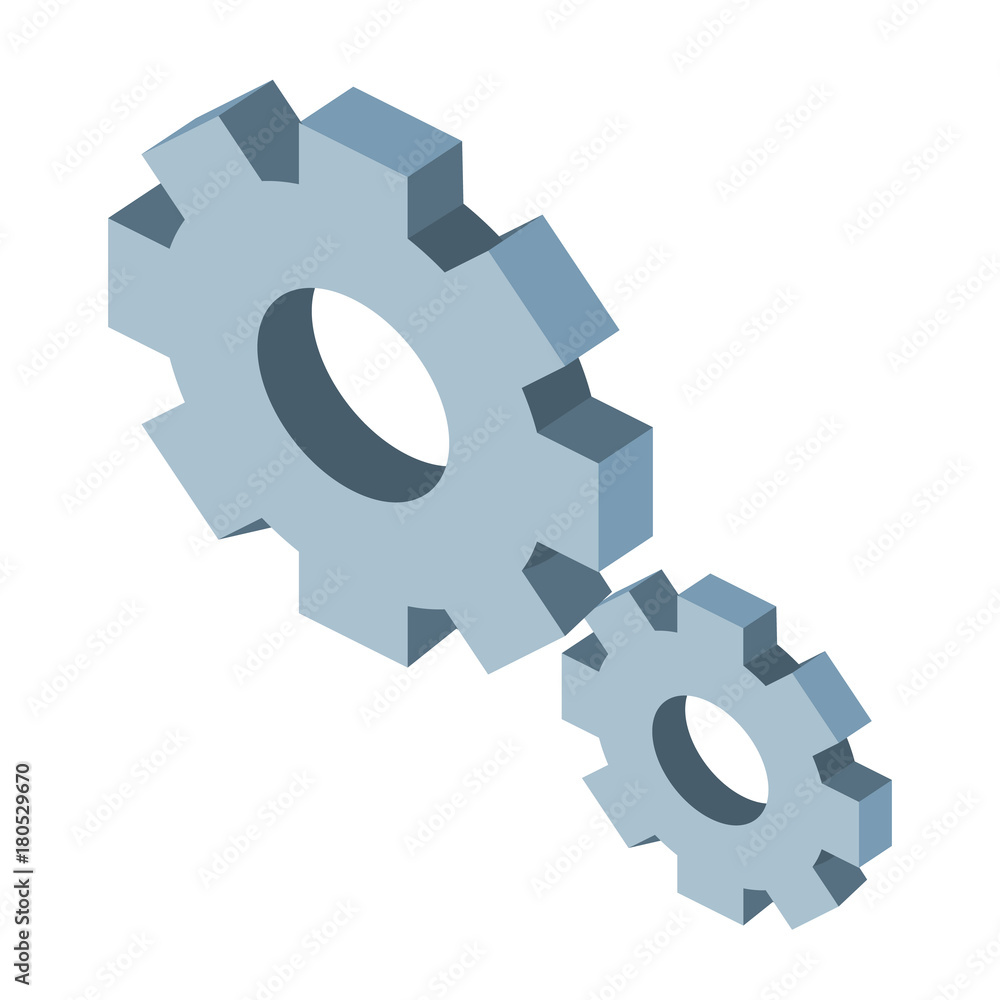 Isometric 3D vector illustration oncept gear for the work of the industry Isometric 3D vector illustration oncept gear for the work of the industry