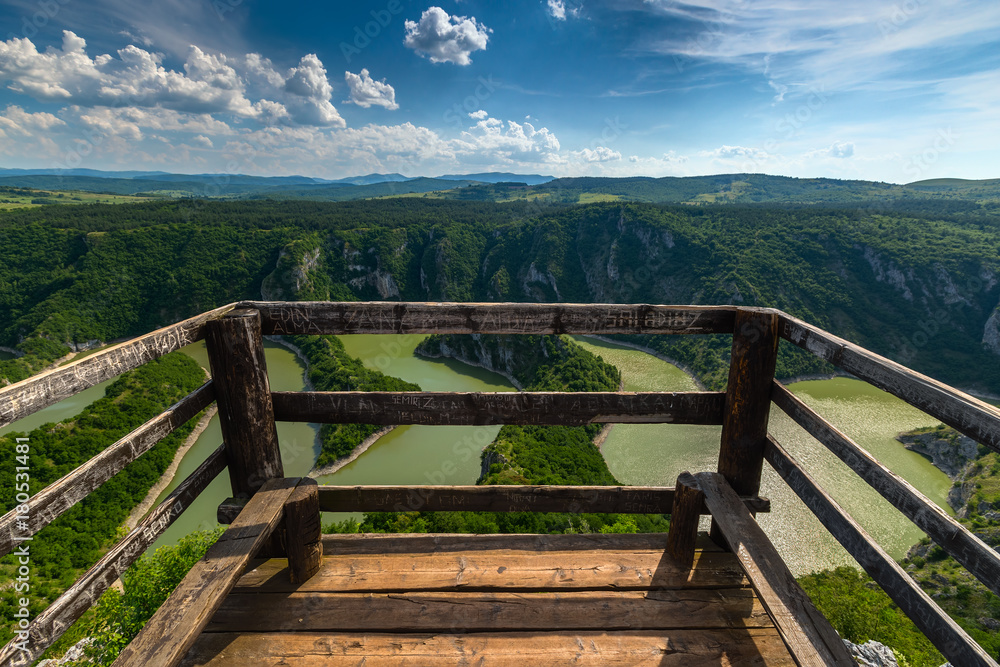 meanders at rocky river Uvac river in Serbia