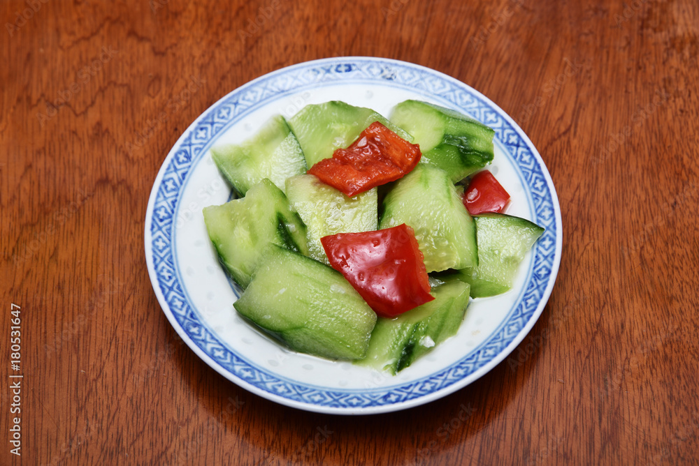Small cucumber cold and dressed with sauce - Side dish Small cucumber cold and dressed with sauce - Side dish