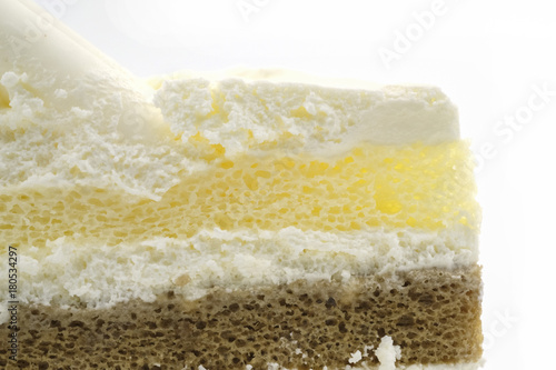 Close-up Cake with cream isolated on white background