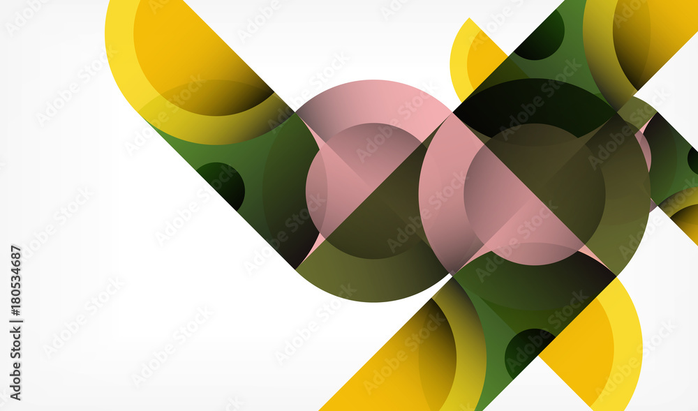 Color circle abstract geometric background, modern shapes with message Color circle abstract geometric background, modern shapes with message