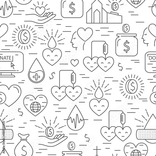 Donation money and blood seamless pattern