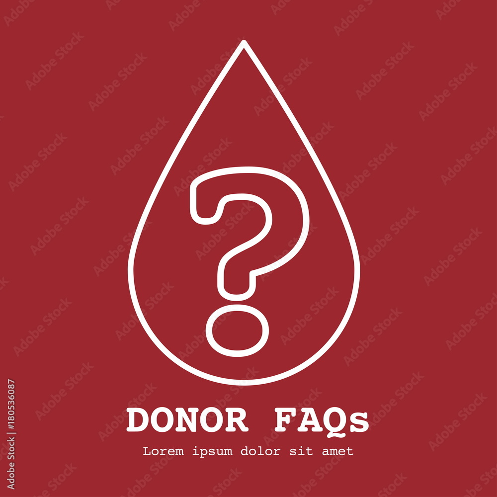 Fototapeta premium Blood drop icon with the text FAQ