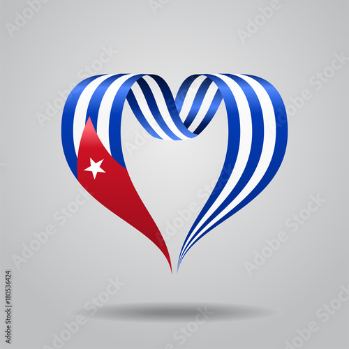 Photography Cuban flag heart-shaped ribbon. Vector illustration.