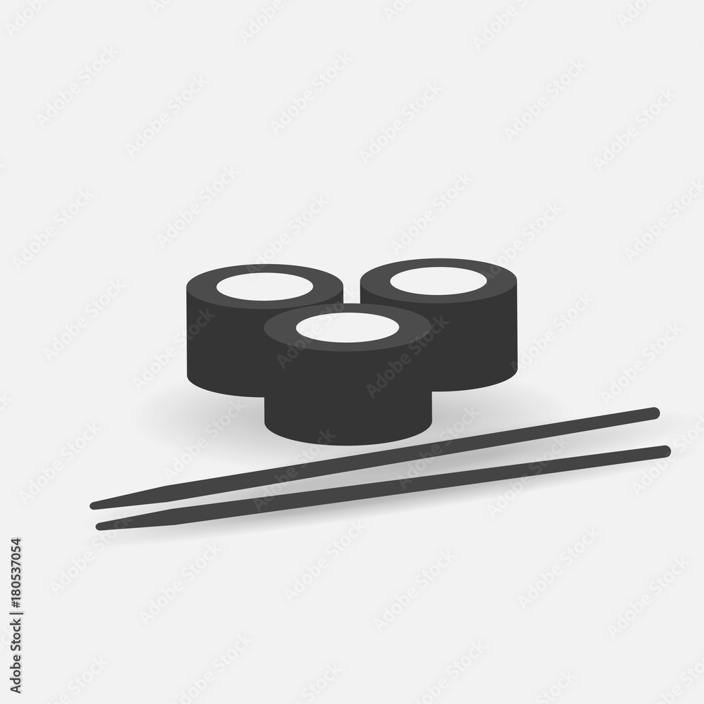 Sushi roll and chopsticks vector illustration. Sushi Asian food. Vector image japanese restaurant Sushi roll and chopsticks vector illustration. Sushi Asian food. Vector image japanese restaurant