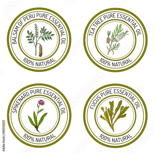 Set of essential oil labels