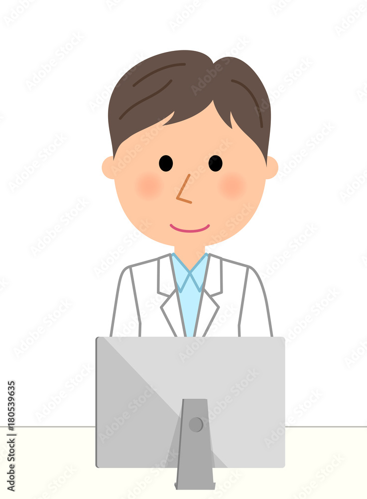 白衣の男性 PC 白衣の男性 PC