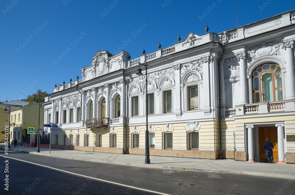 Moscow, Russia - September 22, 2017: The Mansion of V. D. Konshin, the former house of General A. P. Yermolov, the house of Isedora Duncan. Ulitsa Prechistenka, building 20