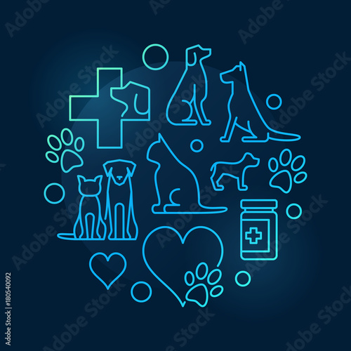 Colorful veterinary hospital circular symbol