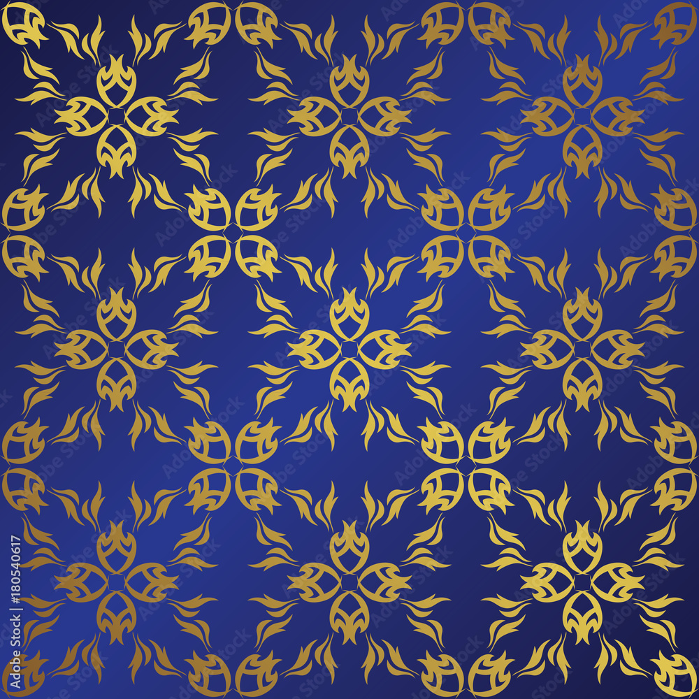 Template of vintage seamless pattern on blue background