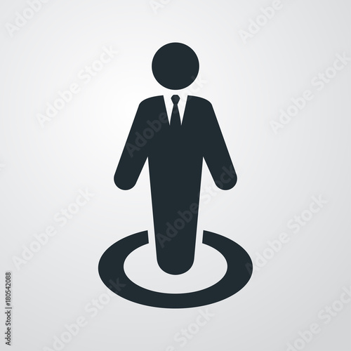 Icono plano hombre en circulo perspectiva en fondo degradado