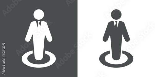 Icono plano hombre en circulo perspectiva gris y blanco