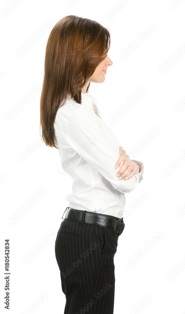 Profile view of young business woman, on white Profile view of young business woman, on white
