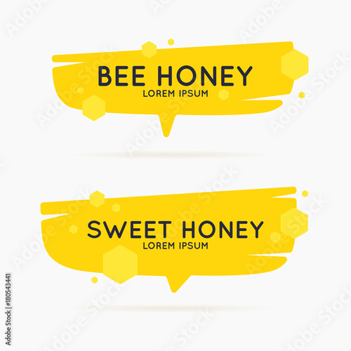 The stickers on the products of the apiary. Vector poster for bee honey.