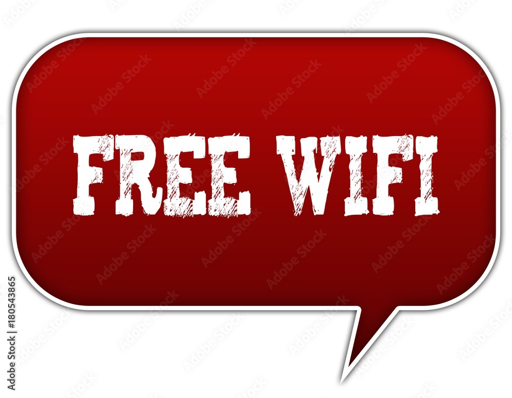 FREE WIFI on red speech bubble balloon. FREE WIFI on red speech bubble balloon.