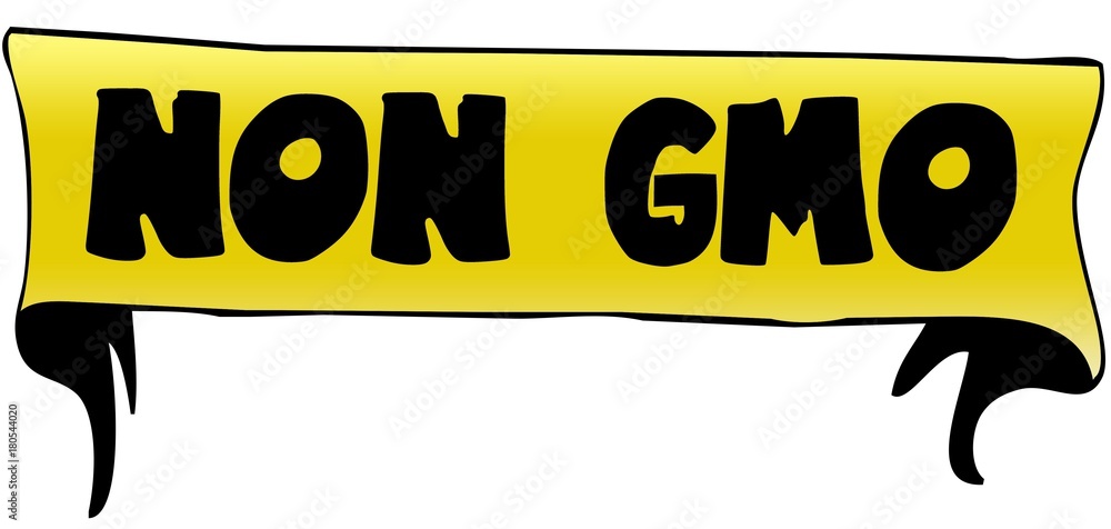NON GMO on yellow ribbon illustration