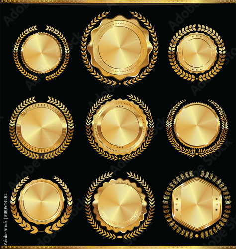 Golden sale frame badge and label vector collection