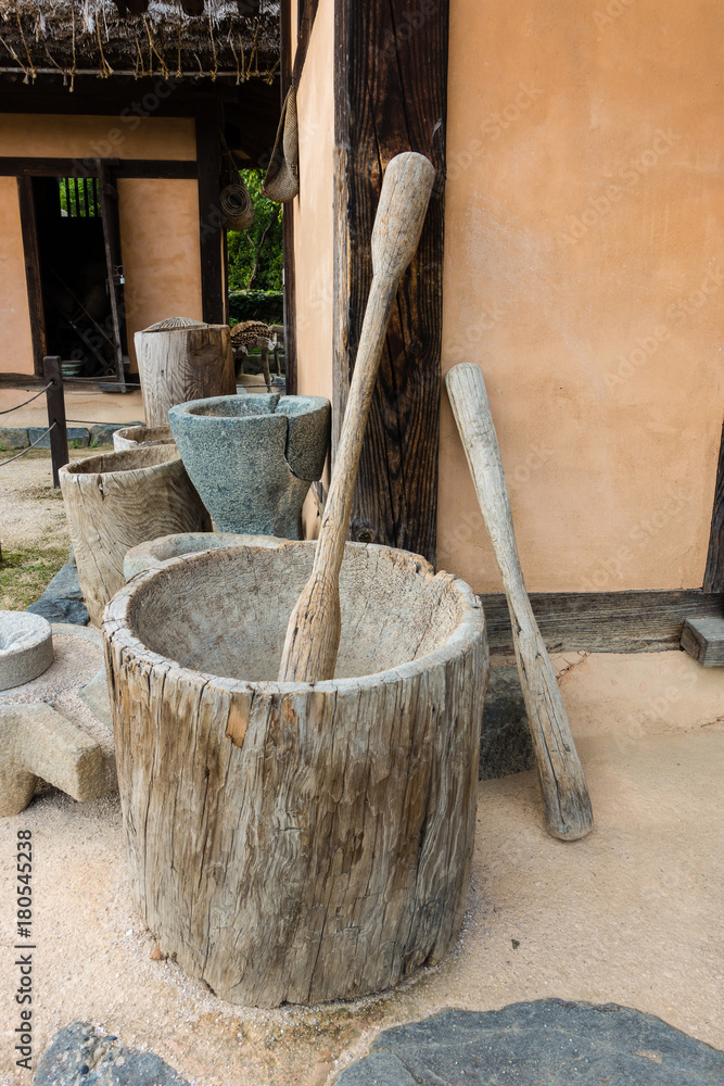 An old farming machine in Asan Oeam Village, a long tradition village in Korea. An old farming machine in Asan Oeam Village, a long tradition village in Korea.