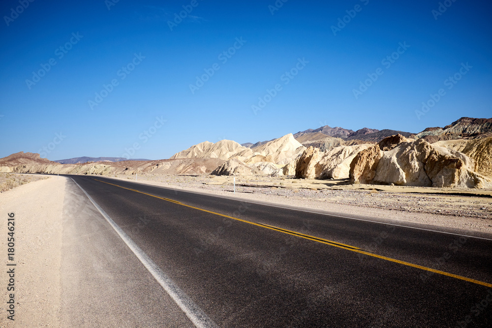 Asphalt road in Death Valley, California