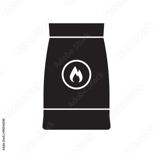 Barbecue coal bag icon in outline design. Firewood pack logo or label template.