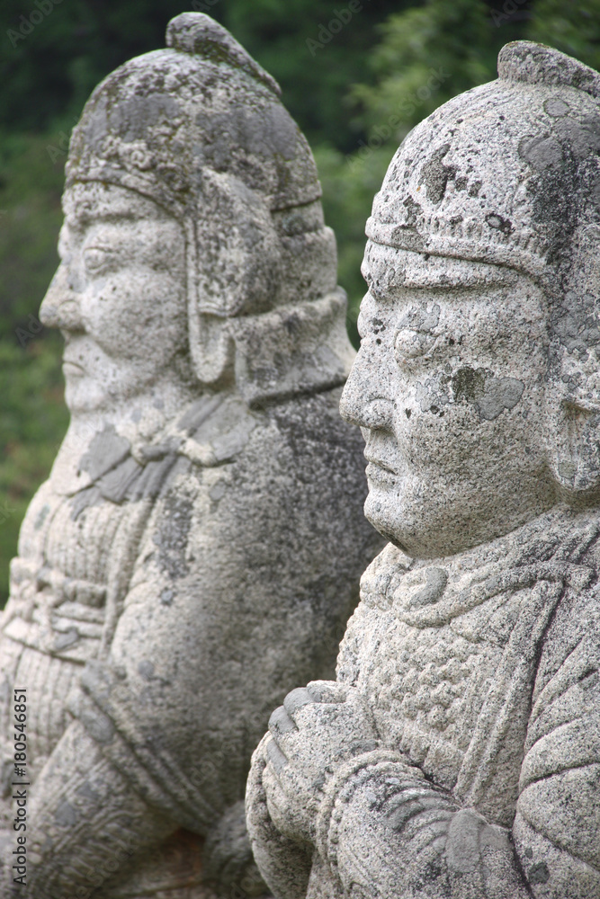 Stone statues in tomb of King Kongmin, North Korea Stone statues in tomb of King Kongmin, North Korea