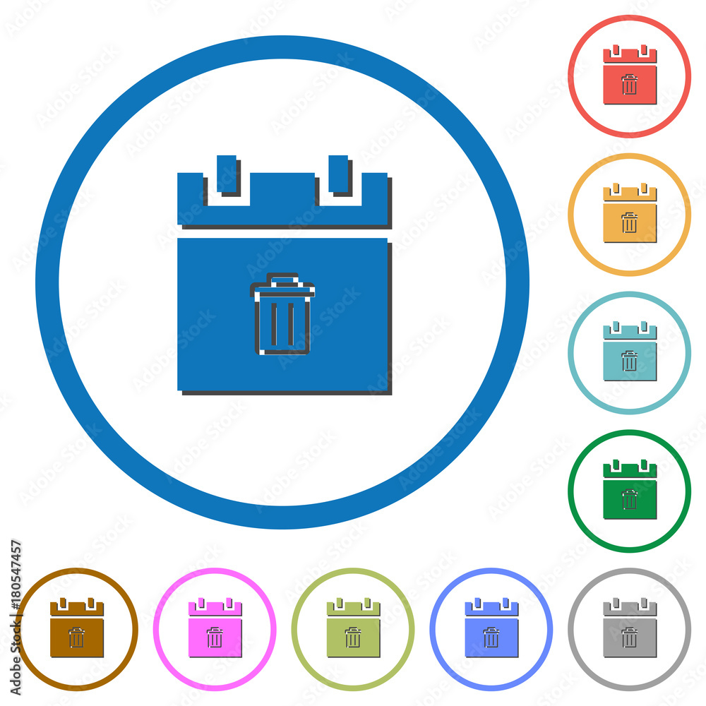 Delete schedule item icons with shadows and outlines Delete schedule item icons with shadows and outlines