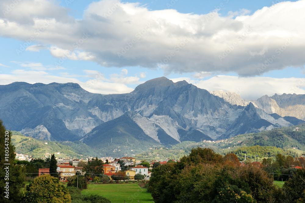 View of the Alps mountains and landscape, Italy