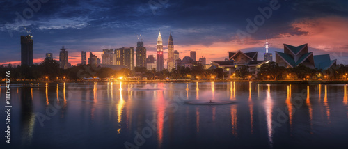 Photography Panorama view of Kuala Lumpur city at sunrise at Titiwangsa park,Malaysia