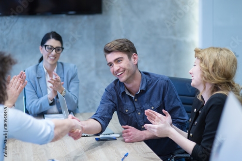 cloasing the deal in modern office interior photo