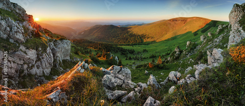 Sunrise in mountains landscape, Slovakia. photo