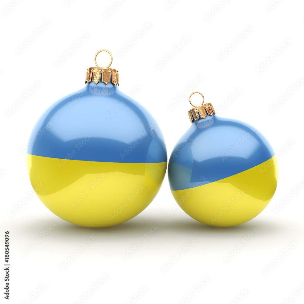 3D rendering Christmas ball with the flag of Ukraine 3D rendering Christmas ball with the flag of Ukraine