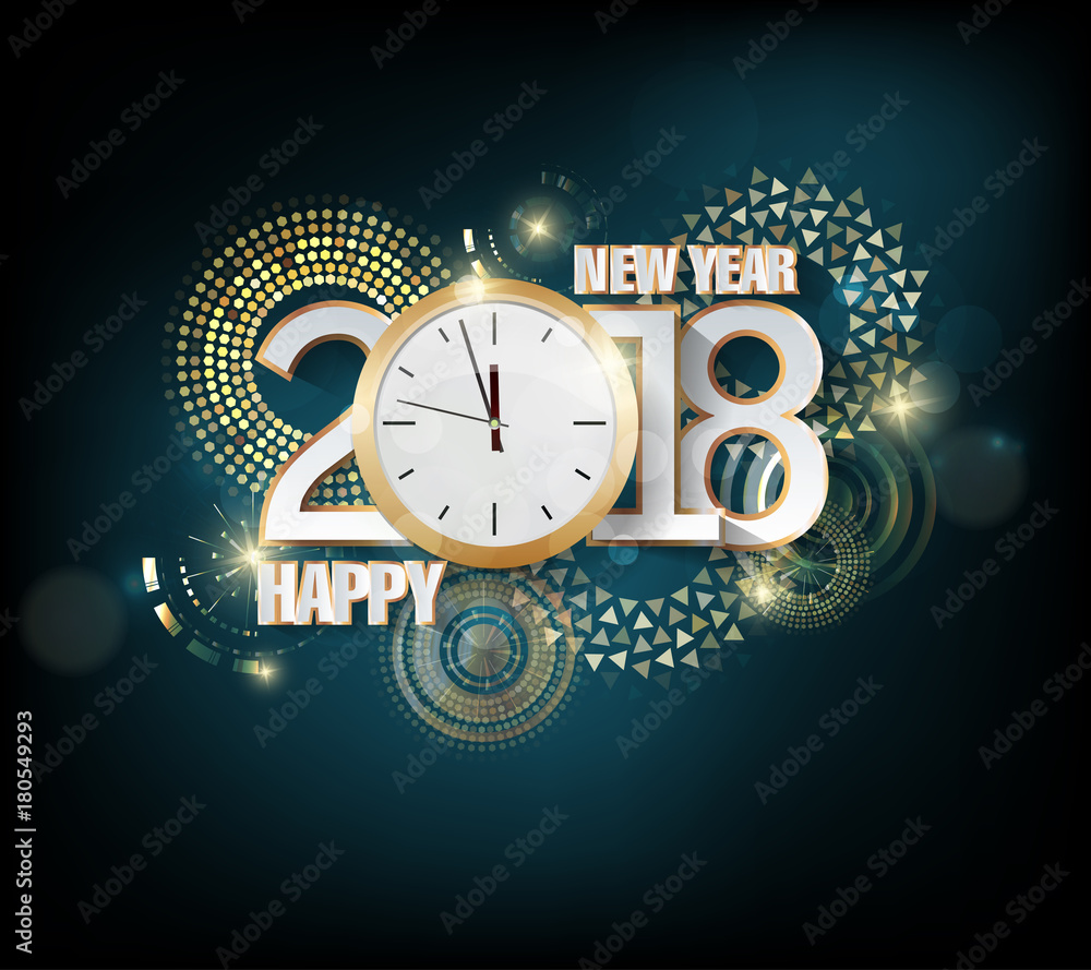Fototapeta premium Happy new year 2018 with Firework background and merry christmas