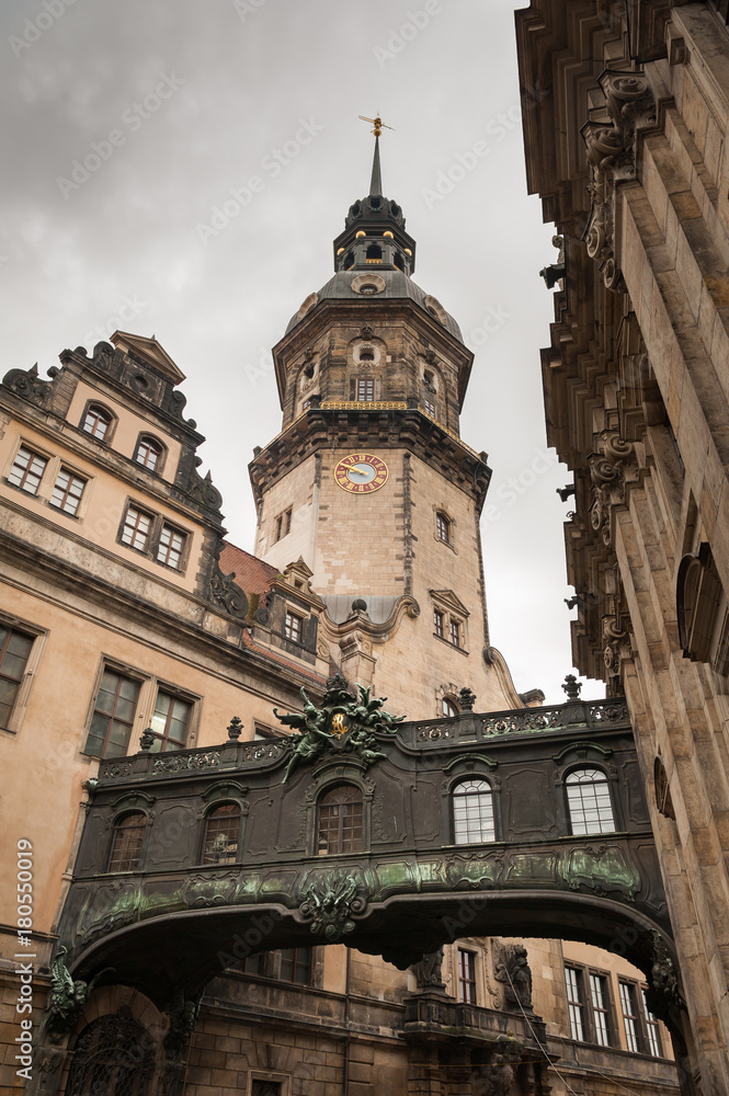 Old bridge between castle and cathedral in Dresden Old bridge between castle and cathedral in Dresden