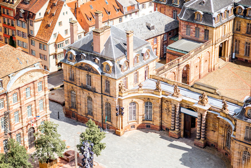 Fotografija Aerial cityscape view on the old town with courtyard of Rohan palace in Strasbou