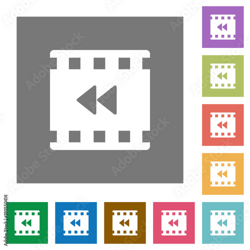 Movie fast backward square flat icons