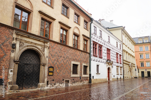 Ancient buildings in Krakow city center  Poland