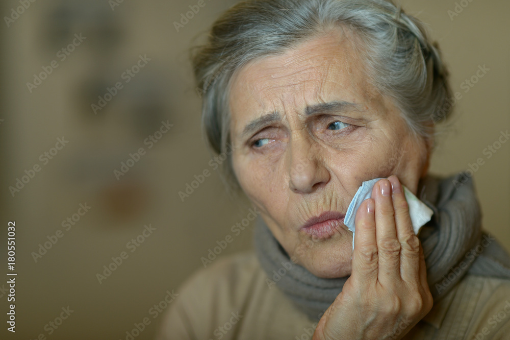 senior woman with toothache senior woman with toothache