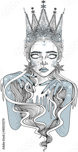 The Snow Queen - Tattoo Art - Stylized Vector Illustration