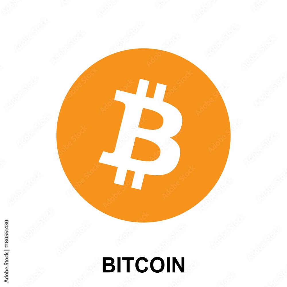 Bitcoin crypto currency blockchain flat logo isolated on white background. Vector illustration Bitcoin crypto currency blockchain flat logo isolated on white background. Vector illustration