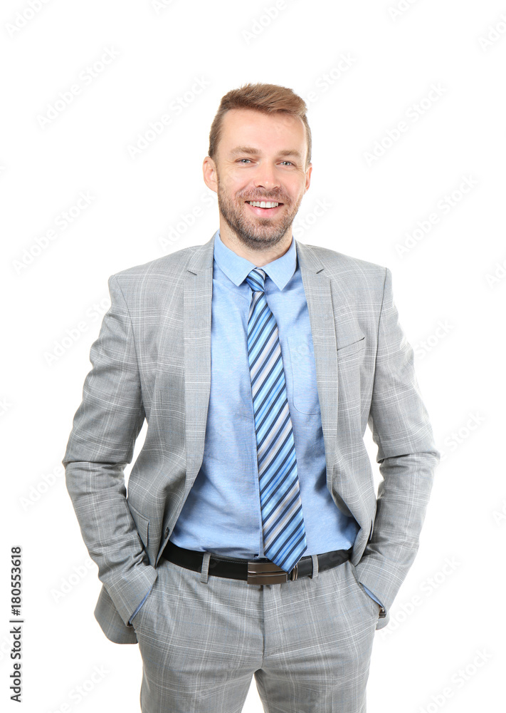 Attractive man in formal suit on white background Attractive man in formal suit on white background