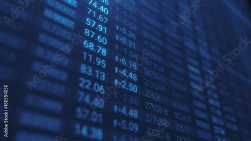 3d render Stock market chart or data on LED display. Various type of financial and investment products in Bond market. Data analyzing in forex market trading. Loopable video.