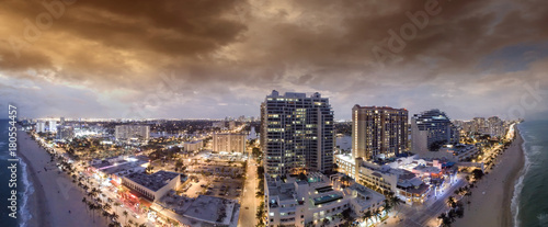 Aerial view of Fort Lauderdale at night, Florida photo
