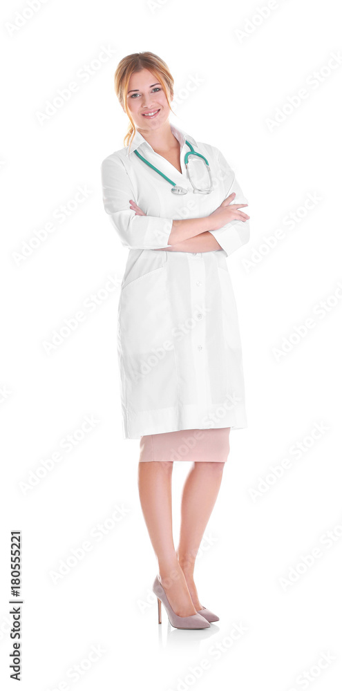 Doctor with stethoscope on white background Doctor with stethoscope on white background