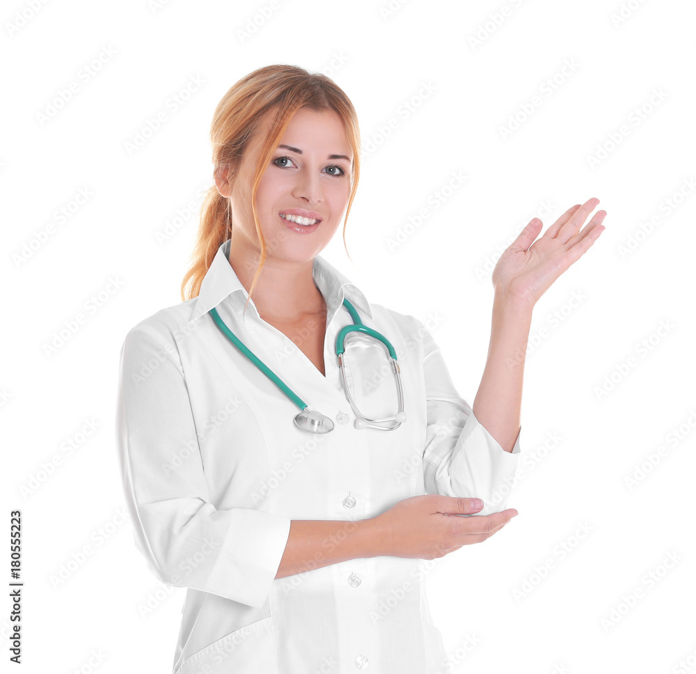Doctor with stethoscope on white background Doctor with stethoscope on white background