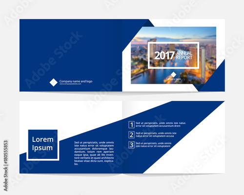 Corporate cover design and inner layout page template for annual report or catalog, magazine, flyer, booklet, brochure. Size A4 landscape EPS-10 sample image with Gradient Mesh.