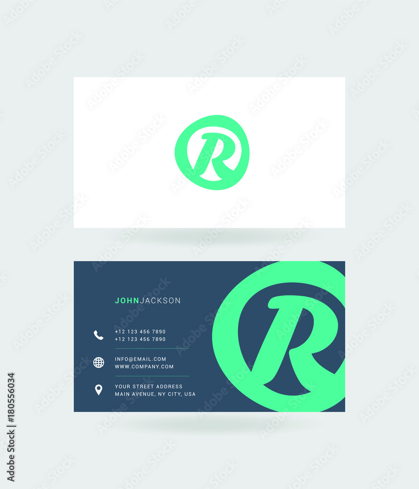 Letter R Logo with Business Card Template Vector. Stock Vector | Adobe ...