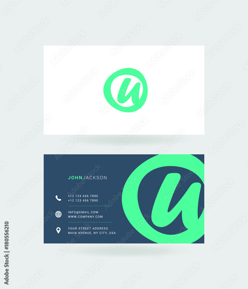 Letter U Logo with Business Card Template Vector.