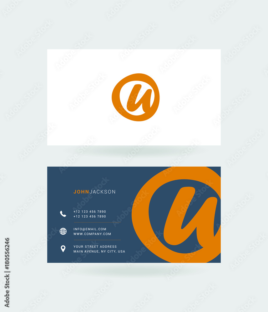 Letter U Logo with Business Card Template Vector. Stock Vector | Adobe ...
