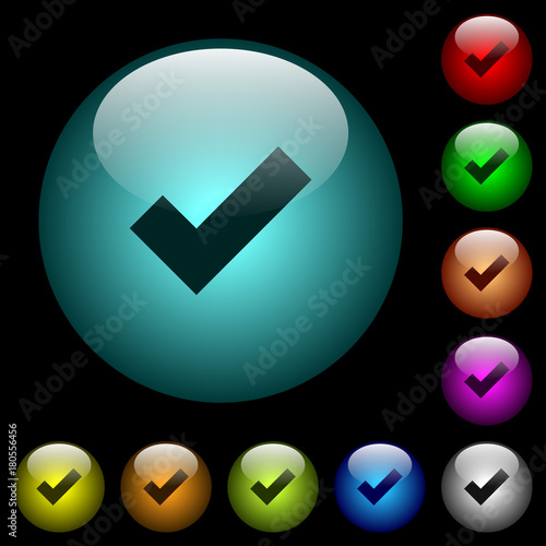 Ok icons in color illuminated glass buttons